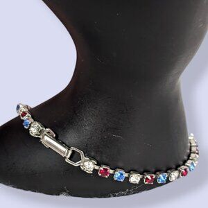 Vintage Red White & Blue Rhinestone Bracelet